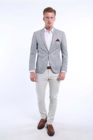 İntersivin Erkek Siyah Çizgili 6 Drop  Slim Fit Blazer Tek Ceket