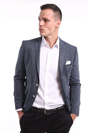 İntersivin 6 Drop Slim Fit Yarım Astarlı  Erkek Blazer Tek Ceket