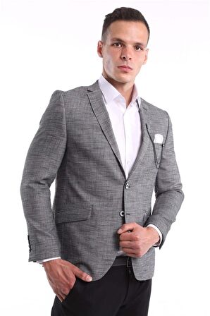 İntersivin 6 Drop Slim Fit Yarım Astarlı  Erkek Blazer Tek Ceket