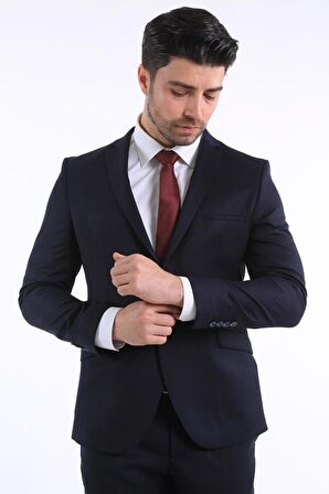 İntersivin Slim Fit Siyah 6 Drop Dokulu Erkek Takım Elbise