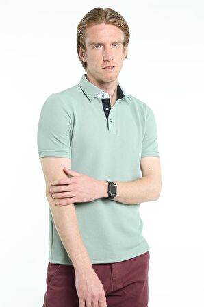 İntersivin Slim Fit Polo Yaka Cepsiz Dokulu Erkek T-Shirt