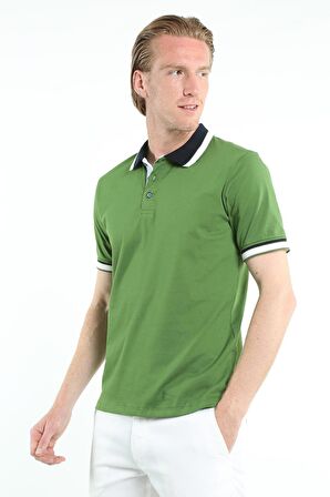 İntersivin Normal Kesim Polo Yaka Dokulu %100 Pamuk Erkek T-Shirt