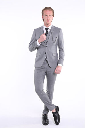 İntersivin Slim Fit 6 Drop Likralı  Yelekli Takım Elbise