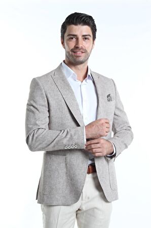 İntersivin Slim Fit 6 Drop Likralı Yarım Astarlı Yazlık Erkek Blazer Tek Ceket