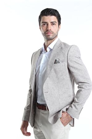 İntersivin Slim Fit 6 Drop Likralı Yarım Astarlı Yazlık Erkek Blazer Tek Ceket