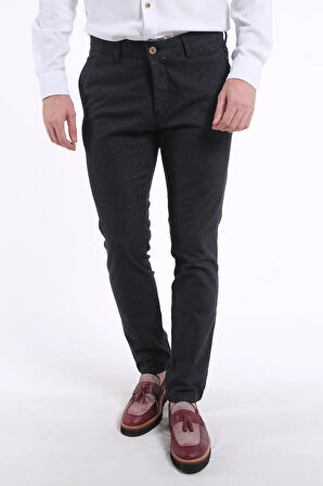 İntersivin Slim Fit Pamuklu Likralı Kışlık Siyah Erkek Pantolon 