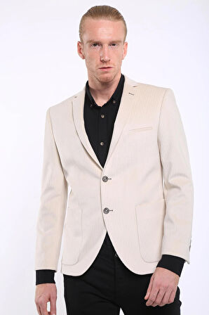 İntersivin 6 Drop Slim Fit Kadife Tam Astar Blazer Erkek Tek Ceket