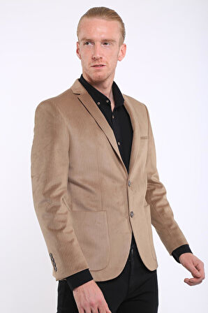 İntersivin 6 Drop Slim Fit Kadife Tam Astar Blazer Erkek Tek Ceket