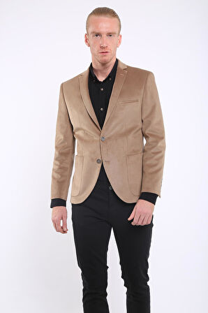 İntersivin 6 Drop Slim Fit Kadife Tam Astar Blazer Erkek Tek Ceket
