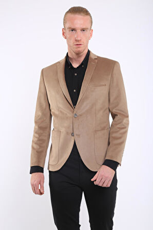 İntersivin 6 Drop Slim Fit Kadife Tam Astar Blazer Erkek Tek Ceket