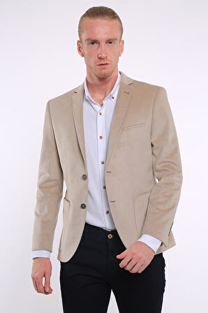 İntersivin 6 Drop Slim Fit Kadife Tam Astar Blazer Erkek Tek Ceket