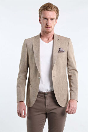 İntersivin Slim Fit Siyah Pamuklu Likralı Vizon Erkek 5 Cep Pantolon