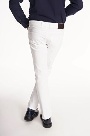 İntersivin Slim Fit Beyaz Pamuklu Likralı Günlük Pantolon