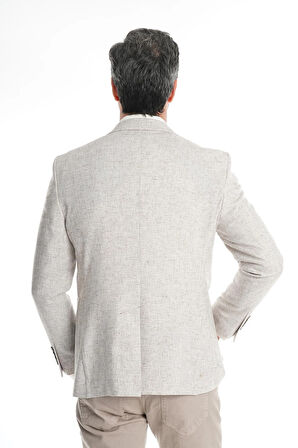 İntersivin Slim Fit Yarım Astarlı Erkek Yazlık Toprak Blazer Tek Ceket