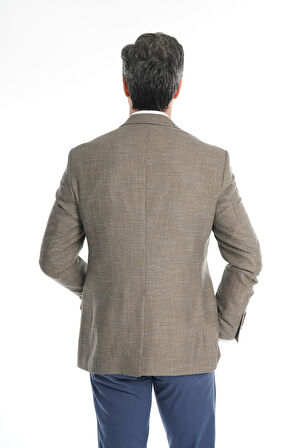İntersivin Slim Fit Yarım Astarlı Erkek Yazlık Toprak Blazer Tek Ceket