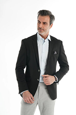 İntersivin Slim Fit Siyah Erkek Yazlık Blazer Tek Ceket