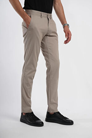 İntersivin Slim Fit Pamuklu Likralı Yazlık Toprak Erkek Pantolon