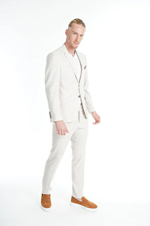  İntersivin Slim Fit 6 Drop Likralı Toprak Takım Elbise