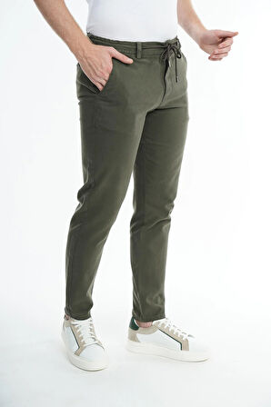 İntersivin Likralı Pamuklu Kışlık Beli Lastikli İp Kemerli  Erkek Casual Pantolon 