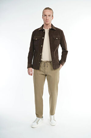 İntersivin Likralı Pamuklu Kışlık Beli Lastikli İp Kemerli  Erkek Casual Pantolon 