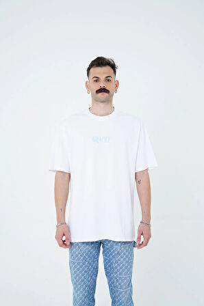 Gracht Ön ve Arka Baskılı Oversize Beyaz T-Shirt