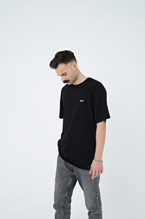 Gracht Baskılı Oversize Siyah T-Shirt