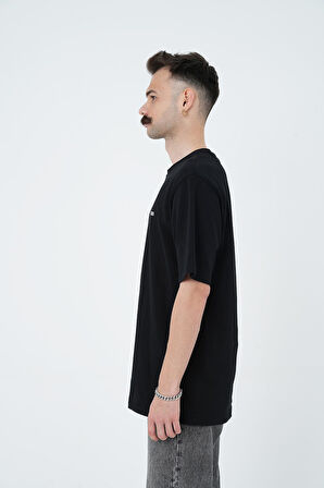 Gracht Baskılı Oversize Siyah T-Shirt