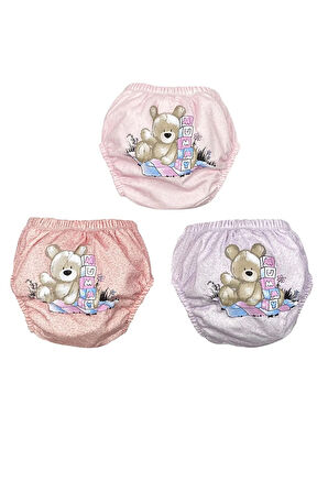 Popees Kız Bebek Alıştırma Külodu 3'lü Set Pembe