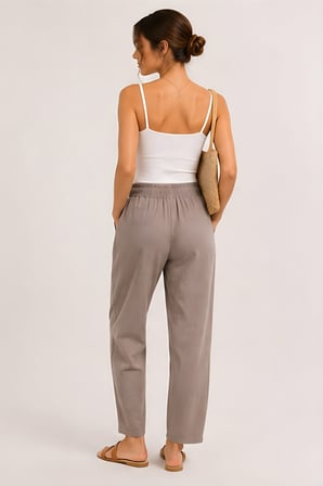 Lili Woman Kadın Taupe Natural Bağcıklı Dar Paça Pantolon E.3076
