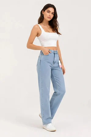 Lili Woman Kadın Açık Mavi Straight Fit Dame Palazzo Pantolon E.2026