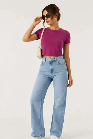 Lili Woman Kadın Basic Kısa Kol Crop Tişört E.8002P