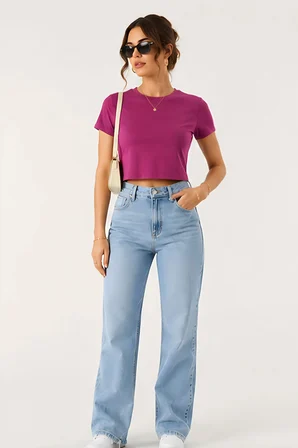 Lili Woman Kadın Basic Kısa Kol Crop Tişört E.8002P