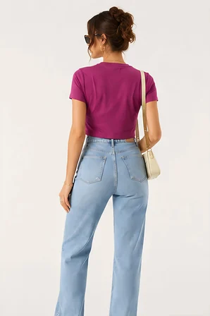 Lili Woman Kadın Basic Kısa Kol Crop Tişört E.8002P