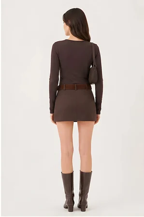 Lili Woman Kadın Kemerli Mini Etek DE251114