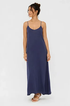 Lili Woman Kadın İnce Askılı Rahat Kalıp Tencel Uzun Elbise P.1717