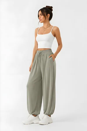 Lili Woman Kadın Soft Flow Beli Lastikli Relax Fit Şalvar Pantolon K.4320