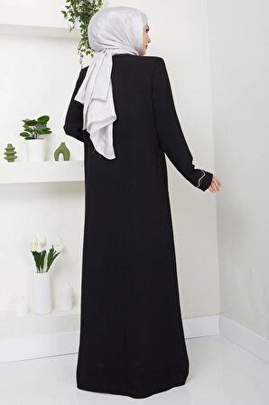 Desita Taş Detaylı Ferace Siyah HM2469
