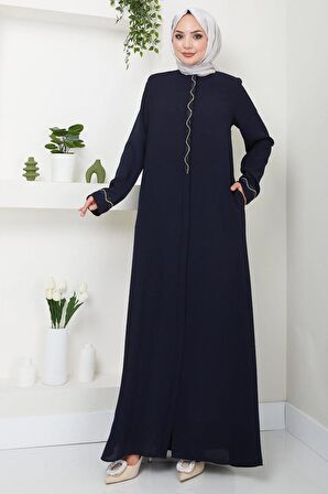 Desita Taş Detaylı Ferace Lacivert HM2469