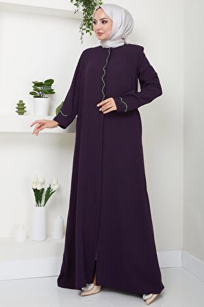 Desita Taş Detaylı Ferace Mürdüm HM2469