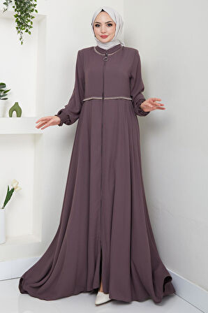 Nakışlı Mevlana Ferace Açık Kahverengi HM2359