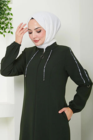 Şeritli Spor Ferace Haki HM2483