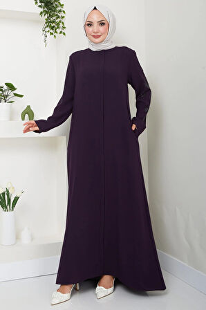 Nihan Kolları Taşlı Ferace Mürdüm HM2485