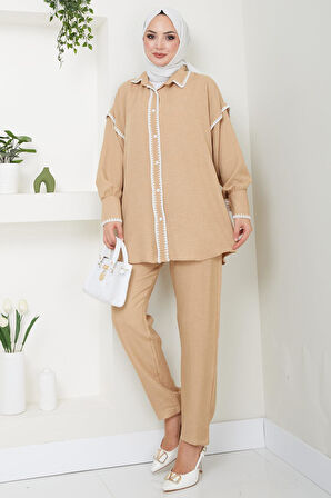 Nakış İşlemeli İkili Takım Camel HM2491