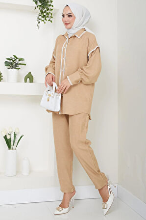 Nakış İşlemeli İkili Takım Camel HM2491