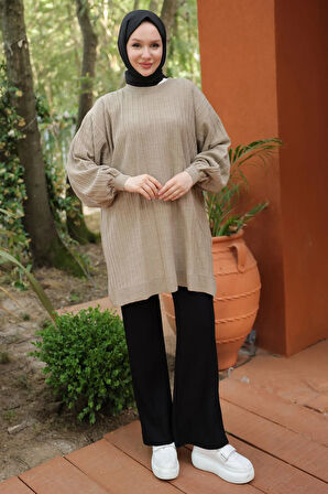 Balon Kol Triko Tunik Vizon HM2519