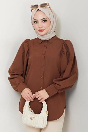Balon Kol Gömlek Kahverengi HM2639