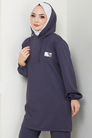 Arma Detaylı Kapüşonlu İkili Takım Füme HM2654