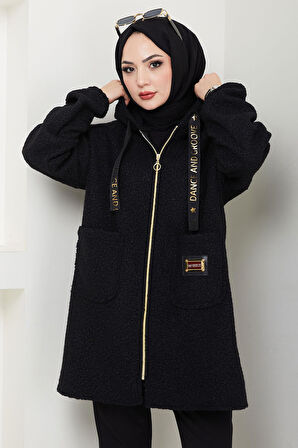 Oversize Buklet Kaban Siyah HM2657