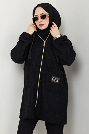 Oversize Buklet Kaban Siyah HM2657