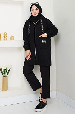 Oversize Buklet Kaban Siyah HM2657